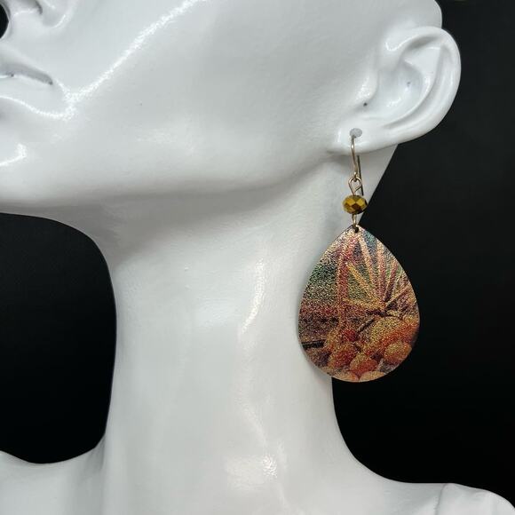 Fall-Themed Drop Earrings, 2" Long, 1.25" Wide - Picture 2 of 12